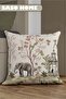 Cream Elephant And Roses Pattern 140 X 270 Cm Digital Printed Velvet Background Curtain (Single Wing) - 5