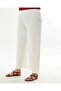 Women's White Elastic Waist Plus Size Ayrobin Trousers - 6