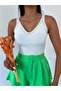 Women's V-Neck Strap Collar Detailed Summer Knitwear Athlete Trk3890