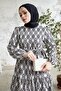 Laura Chain Pattern Linen Dress - Black - 2