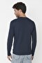 Navy Blue Basic Regular/Normal Fit Crew Neck Long Sleeve 100% Cotton T-Shirt Tmnaw21Ts0208 - 4