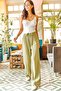 Women's Khaki Belted Woven Viscon Palazzo Trousers PNT-19000169 - 2