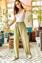 Women's Khaki Belted Woven Viscon Palazzo Trousers PNT-19000169 - 3
