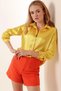 3964 Lightly Flowing Satin Shirt - Yellow - 5