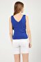 Women's Front Back V Ladder Neck Soft Textured Knitwear Blouse - 8