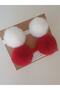 Baby Girl Kid Bandana Buckle Set, Red White Plush Pompom Bandana