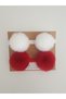 Baby Girl Kid Bandana Buckle Set, Red White Plush Pompom Bandana - 2