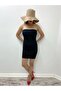 Flexible Crepe Fabric Strapless Black Mini Evening Dress and Graduation Dress 059