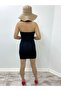 Flexible Crepe Fabric Strapless Black Mini Evening Dress and Graduation Dress 059 - 4