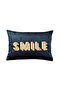 Smile Patterned Rainbow Series Dark Blue Velvet Decorative Throw Pillow Cover (35 X 50)