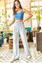 Women's Baby Blue Belted Woven Viscon Palazzo Pants PNT-19000169