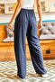 Women's Navy Blue Belted Woven Viscose Palazzo Pants PNT-19000169 - 4