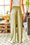 Women's Khaki Belted Woven Viscon Palazzo Trousers PNT-19000169 - 5