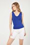 Women's Front Back V Ladder Neck Soft Textured Knitwear Blouse - 5