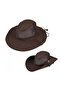 Snap Buttoned Hiking and Hunting Panama Hat (With Mesh) (Unisex) (Brown) - 5