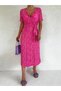 Women's Short Sleeve Long Length Waist Belted Dress Pink - 2
