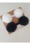 Baby Girl Child White Black Plush Pompom Bandana Headband - 3