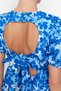 Blue Floral Skater/Belt Opening Back Detail Mini Woven Dress TWOSS22EL2858 - 3