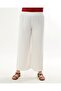 Women's White Elastic Waist Plus Size Ayrobin Trousers - 8