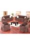 Dark Brown Color Wrinkled Sofa Cover Maxi Set 3+3+1+1 Flexible Sofa Seating Group Cover