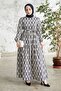 Laura Chain Pattern Linen Dress - Black