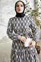 Laura Chain Pattern Linen Dress - Black - 3