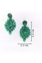 Women's Green Colored Dangled Crystal Stone Evening Dress Earrings - 8