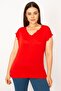Women's Large Size Red Lace Detailed Blouse 65n33426