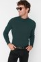 Emerald Green Fitted Slim Fit Cotton Half Turtleneck Ribbed Knitwear Sweater Tmnaw21Kz0568