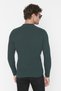 Emerald Green Fitted Slim Fit Cotton Half Turtleneck Ribbed Knitwear Sweater Tmnaw21Kz0568 - 5