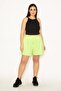 Women's Large Size Phosphor Fleece Fabric Shorts with Elastic Waist and Lace Side Pockets 65n31550