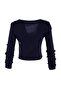 Lacivert Crop Bağlama Detaylı Bluz-Hırka Triko Takım Triko Hırka TWOSS21HI0002 - 6