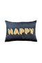 Happy Patterned Rainbow Series Navy Blue Velvet Decorative Throw Pillow Cover (35 X 50)