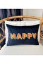 Happy Patterned Rainbow Series Navy Blue Velvet Decorative Throw Pillow Cover (35 X 50) - 2