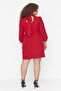 Red Plus Size Unlined Long Sleeve A-Cut Mini Woven Dress Tbbaw23Ah00035 - 4