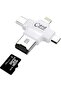 4 In 1 iOs Android Type-C Lightning USB-A Micro SD TF Card Reader White - 2