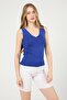 Women's Front Back V Ladder Neck Soft Textured Knitwear Blouse - 4