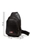 Unisex Black Leather Cross Strap Shoulder Waist Chest Bag with Headphone Outlet - 4