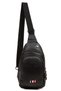 Unisex Black Leather Cross Strap Shoulder Waist Chest Bag with Headphone Outlet - 5