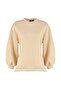 Bej Oversize/Geniş Kalıp Yırtmaç Detaylı Kalın İçi Polarlı Örme Sweatshirt TWOAW23SW00195 - 10
