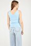 Women's Baby Blue Ladder Collar Summer Blouse - - 7