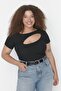 Siyah Fitted/Vücuda Oturan Fitiili Cut-Out Detaylı Crop Örme Bluz TBBSS22AF00020 - 2