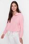 Açık Pembe Fermuar Detaylı Polar Örme Sweatshirt TWOAW21SW0758 - 6