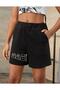 Girl's Black Oversize Baby Printed Shorts