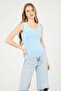 Women's Baby Blue Ladder Collar Summer Blouse -