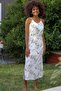 Women's White V-Neck Strap Maxi Floral Slit Regular Fit Woven Dress - 2