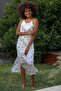 Women's White V-Neck Strap Maxi Floral Slit Regular Fit Woven Dress - 5