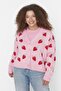 Pembe Çilek Desenli V Yaka Crop Triko Hırka TBBAW23AV00028 - 3