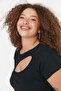 Siyah Fitted/Vücuda Oturan Fitiili Cut-Out Detaylı Crop Örme Bluz TBBSS22AF00020 - 5