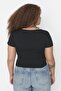 Siyah Fitted/Vücuda Oturan Fitiili Cut-Out Detaylı Crop Örme Bluz TBBSS22AF00020 - 6